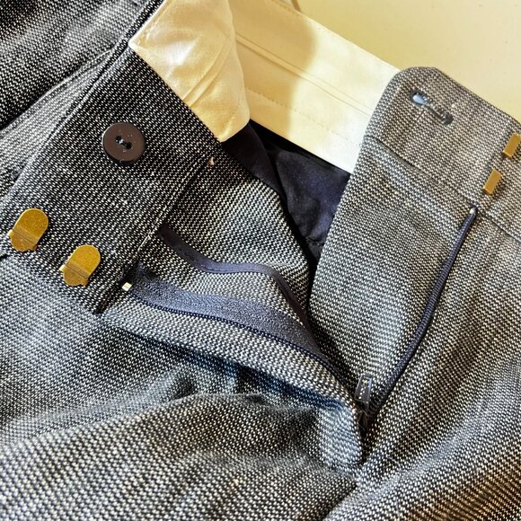 Ann Taylor Loft Marisa Trousers 8T Gray Black Weave Wide Leg Pockets Career Pant - Picture 6 of 15